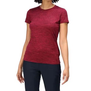 Women's Short Sleeve Crew Neck T-Shirt <b>Red</b> Solid Color Slim Fit Knitted Polyester Quick Dry Casual <b>Top</b> All Seasons - Product Image 1
