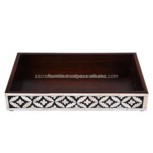 Plateau d'incrustation en os fait à la main Design de luxe de qualité supérieure Solution de rangement idéale pour la salle de bain ou la chambre à coucher Fabriqué en Inde - Product Image 5