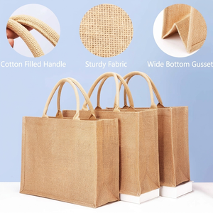 Sac de plage en jute écologique, sac de shopping en toile de jute extra large, sac de courses réutilisable avec poignées, logo personnalisé - Product Image 6