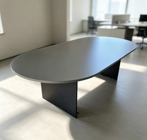 Oval Conference Table MDF <b>Top</b> Metal Legs Minimalist Design Durable Easy Installation Office Furniture Commercial Use 6 Seater AY - Product Image 1