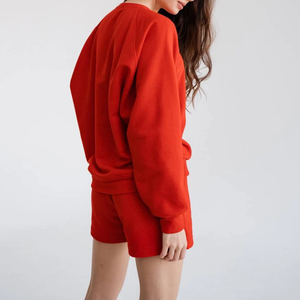 Conjunto de Sudadera y Pantalones Cortos Largos de Invierno para Mujer, de Alta Calidad, Color Sólido, Corte Regular, Dos Piezas, Felpa Transpirable, Estilo Urbano - Product Image 5
