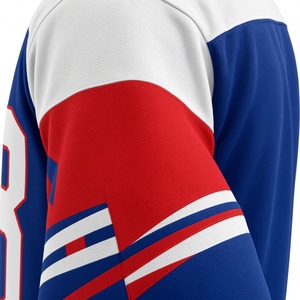 Jersey de Hockey sobre Hielo Personalizable para Hombre, Manga Larga, Impresión Sublimada, Azul, Rojo, Blanco, Cuello en V, Transpirable, Corte Regular, Ropa para Adultos - Product Image 3