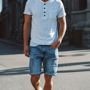 Wholesale Summer Street <b>Jeans</b> Denim Shorts Men's High <b>Button</b> Waist Denim Shorts Mens Casual Denim Shorts - Product Image 3