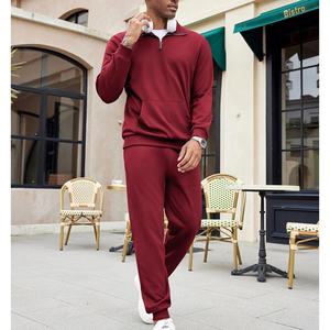 Sweat-shirt à demi-fermeture éclair pour hommes sans capuche couleur unie surdimensionnée 1/4 Logo personnalisé sweat-shirt à fermeture éclair en polaire - Product Image 4