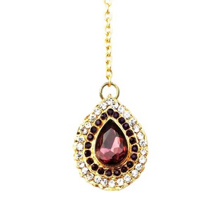 Elegante Pinza para el Cabello con Forma de Lágrima, Chapada en Oro, con Cristales Morados y Piedras Transparentes, para Joyería de Novia - Product Image 2