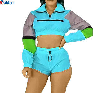 Conjunto Deportivo Corto para Mujer, Estilo Urbano, Transpirable, Cortavientos, Tallas Grandes, Primavera-Verano, Ligero, de Nailon Estampado - Product Image 5