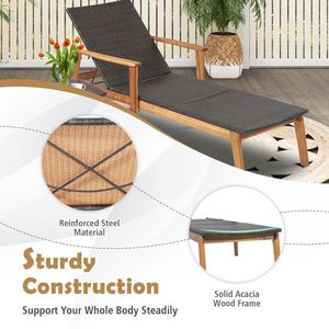 2-Piece Patio Sun Lounger Table Set with 4-Level Adjustable <b>Backrest</b> - Product Image 5