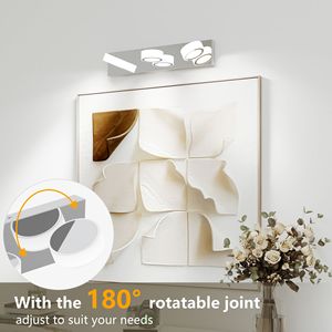 Moderna Lampada LED da 21 Pollici per Specchio da Bagno, 3 Lenti Ovali in Acrilico Bianco, Base Cromata, Rotazione a 360 Gradi - Product Image 4