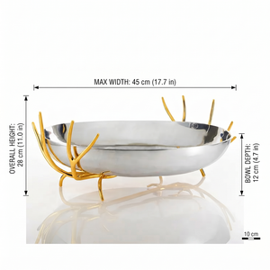 Elegante Centro de Mesa de Metal con Soporte de Cuernos Dorados y Frutero Plateado, para Decoración Moderna del Hogar, Mesas de Comedor y Hoteles - Product Image 3
