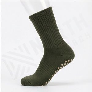Crew <b>Socks</b> Solid Olive Green Knitted Breathable Casual Adult Regular Fit Standard <b>Thickness</b> - Product Image 3