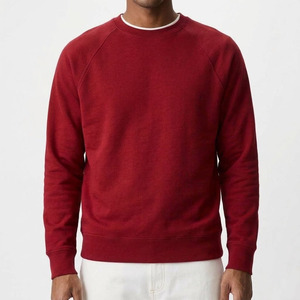 Sweat-shirt rouge uni de haute qualité pour homme, col rond, logo personnalisé, coupe ample, 100% coton, molleton terry. - Product Image 2