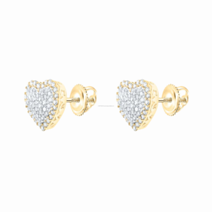 0.50 Ct Natural Round Brilliant Cut Diamond Heart Shaped <b>Stud</b> <b>Earrings</b> 10k Yellow Gold Luxury <b>Fine</b> Jewelry for Women - Product Image 3