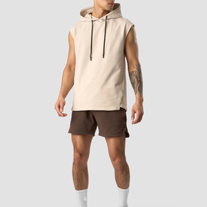 Haut de gamme : Sweat à capuche sans manches 100 % coton pour homme, idéal pour l'hiver, avec logo personnalisé, anti-boulochage, respirant et écologique - Product Image 2