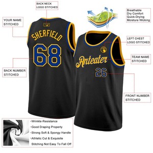 Camiseta de Baloncesto Personalizada Negra con Detalles Dorados, Uniforme de Equipo Sublimado con Diseño de Chimpancés, Ropa de Entrenamiento Profesional - Product Image 2