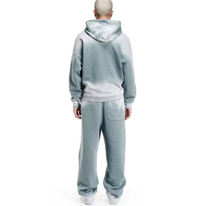 Custom Embroidered Men's Acid Wash Sun Fade Tracksuit Sweatsuit Zip Hoodie <b>Sweatpants</b> 2-Piece <b>Set</b> with Logo for Winter - Product Image 3