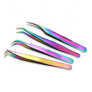 Rainbow Stainless Steel Anti-Static 10mm Eyelash Tweezers Set with Precision Smooth Tip for <b>Lash</b> Extension Tools - Product Image 1