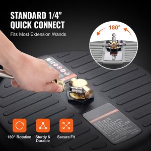 Accessorio Universale per Pulizia Superfici da 15 Pollici per Idropulitrici fino a 4000 PSI Max, 2 Prolunghe con Attacco Rapido da 1/4 di Pollice - Product Image 4