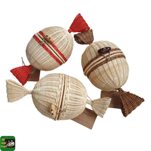 Ornements de Noël en rotin faits à la main, décorations rustiques en fibres naturelles pour les sapins de Noël et les présentoirs de fin d'année, Vietnam - Product Image 5