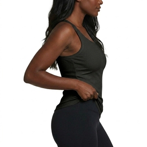 Ribbed Tank <b>Top</b> Sleeveless Scoop Neck Fitted Knit Activewear Performance Breathable Stretch Custom OEM Wholesale Manufacturer - Product Image 3