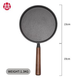 WANGYUANJI Padella per Pizza in Ghisa 20 cm, Antiaderente, con Manico in Legno per Cucina Interna ed Esterna - Product Image 2