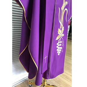 Casulla y Estola Sacerdotal Católica Morada con Bordado Dorado 2026, Hecha a Medida, de Alta Calidad, Nuevo Diseño, Casulla Bordada - Product Image 2