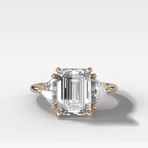 8 Carat <b>Emerald</b> Cut <b>Rings</b> Custom 14K 18K Solid Gold Lab Grown Diamonds Prong Set Tapered Shield Three Stone Engagement Wholesale - Product Image 5