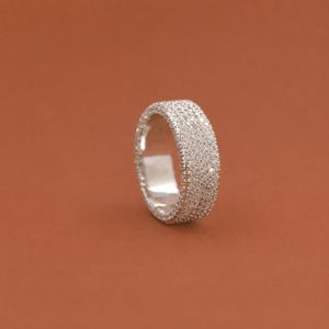 Round Moissanite Diamond 925 <b>Silver</b> Half Eternity Band <b>Ring</b> For <b>Men</b> For Gift Anniversary - Product Image 2