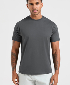 Camiseta de Yoga de Manga Corta, Cuello Redondo, Color Sólido, Corte Regular, 100% Algodón, para Hombre, Precio Económico, 180 g - Product Image 1