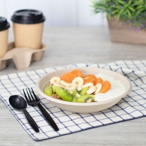 New Sugarcane Bagasse 24oz Diamond Shapes <b>Bowls</b> <b>Lid</b> Unbleached Fruit Salads Leak-Proof Biodegradable Disposable for Party Use - Product Image 1