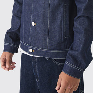 Quality Casual Embroidered Windproof Oversized Drop Shoulder Denim <b>Jeans</b> <b>Jacket</b> for Men Distressed <b>Black</b> 100% Cotton Winter - Product Image 4