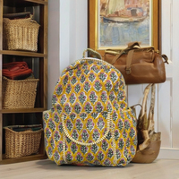 Handbedruckter Modischer Luxus-Sommer-Boho-Rucksack Maßgefertigt 100% Baumwolle Indischer Druck Gesteppt Blumenmuster Leichtgewicht