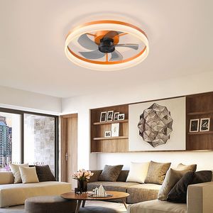 Ventilatori da Soffitto LED Moderni con Luci Dimmerabili e Installazione Sottile a Incasso, Colore Arancione - Product Image 1