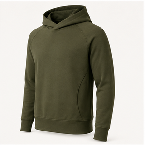 Sudadera con Capucha Personalizada Verde Oliva para Hombre, Estilo Moderno, Corte Regular, Sin Cordón, Frente Liso, Algodón Orgánico, Felpa Francesa MHOOD-0007 - Product Image 4