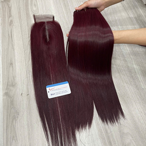 Extensiones de Cabello Humano Vietnamita Liso Extremo Súper Doble Trama Color Borgoña de Moda - Gran Proveedor - Product Image 5