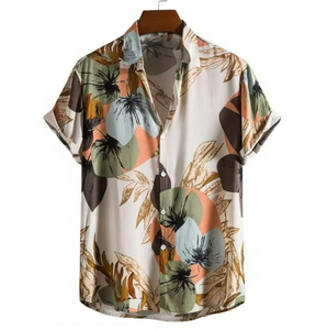 Camisas de Playa con Estampado Floral, Cuello en V, Manga Corta, Estilo Hawaiano, para Vacaciones de Verano, Casuales, con Botones, de Nailon de Secado Rápido para Hombre - Product Image 5