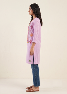 Kameez Kurta en coton brodé à la main pour femmes, tissu en mousseline, vêtements ethniques indiens et pakistanais, tenue de fête estivale, Choli de plage - Product Image 3