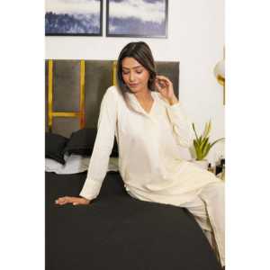 Ensemble coordonné Kurta pour femmes en blanc ivoire, lot de 2 - Product Image 1