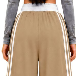 Customized <b>Womens</b> <b>Khaki</b> Wide Leg Cargo Track <b>Pants</b> High Waist Drawstring Side Stripe Relaxed Fit Utility Streetwear Custom OEM - Product Image 6