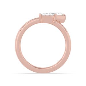 Anillo de compromiso de oro blanco para mujer con diamante talla corazón y piedra lateral, estilo romántico, bisel con corte esmeralda en forma de pera, forma elegante - Product Image 6