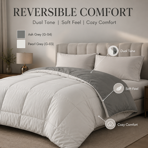 Luxury 300 GSM Pearl Grey Ash Grey Reversible Dual Tone Comforter Soft Cozy <b>Bedding</b> | Plushy All Season <b>Quilt</b> for Hotel Bedrooms - Product Image 6
