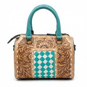 กระเป๋าเดินทางสุดหรูขนาดเล็ก รุ่นฮิตขายดีปี 2026 หนังแท้ ลายตารางแกะสลักด้วยมือ ซิปกันน้ำ - Product Image 2