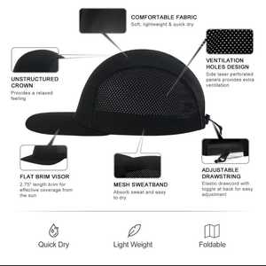 Unisex Breathable Mesh <b>Baseball</b> <b>Cap</b> Adjustable Sporty Hat For Outdoor Spring Summer Adults Black - Product Image 5