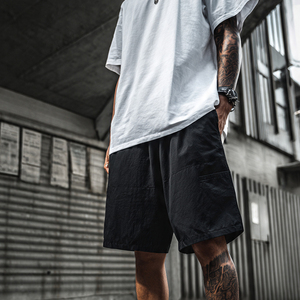 Shorts d'été pour hommes 100% polyester coton, taille haute avec cordon de serrage, séchage rapide, shorts légers pour hommes - Product Image 3