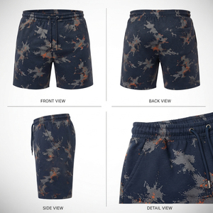 Shorts en molleton grande taille pour hommes, imprimés, avec cordon de serrage à la taille, pour la course, en coton tie-dye, vente en gros - Product Image 5