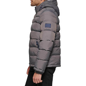 Blouson matelassé à capuche pour homme, tendance, hiver, décontracté, épais, 100% polyester, coupe-vent, fermeture éclair, couleur unie, coupe classique - Product Image 4