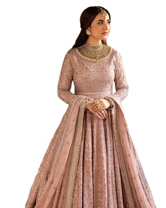 Indien pakistanais dernière mousseline de soie brodée Salwar Kameez avec maçonnerie lourde Collection de mariage de luxe vente chaude robe 0410 - Product Image 2