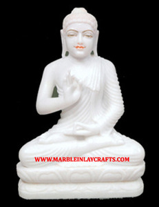 Statue du Bouddha en marbre blanc pur - Product Image 2