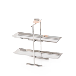 ชั้นวางเค้กสี่เหลี่ยมสแตนเลส 2 ชั้น ชั้นวางเสิร์ฟแบบใช้ซ้ำได้ - Product Image 2