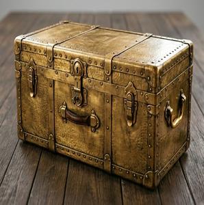 กล่องเก็บของโลหะทองเหลืองโบราณสุดหรู ดีไซน์แบบตอกหมุด กล่องโลหะตกแต่งสไตล์วินเทจ - Product Image 1