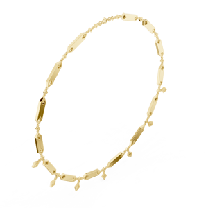 Collier à maillons géométriques en or jaune avec accents de diamants cultivés en laboratoire |   Bijoux fins minimalistes modernes pour femmes, cadeau - Product Image 1